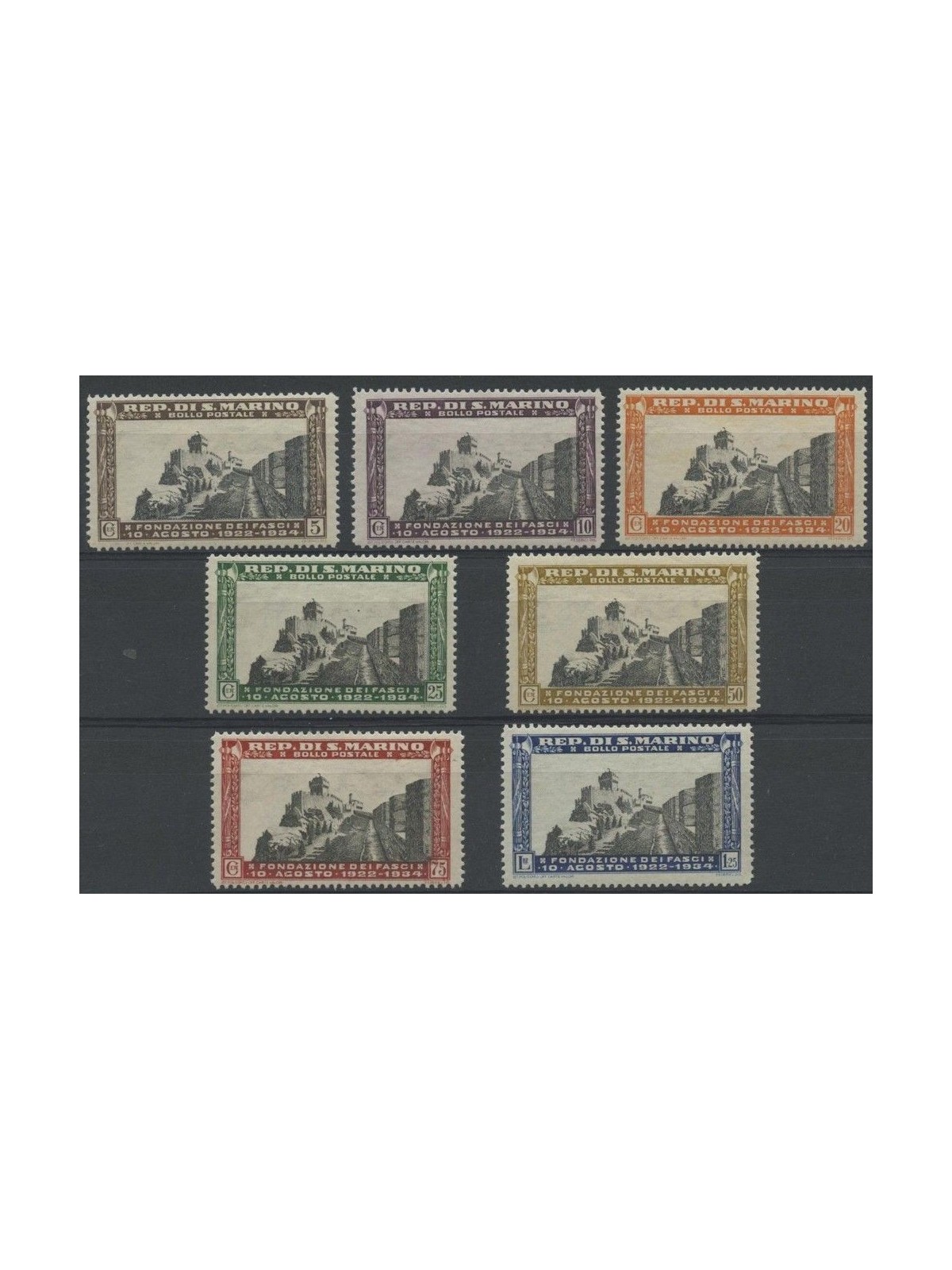 SAN MARINO 1935 Fascio of San Marino 7v MH*