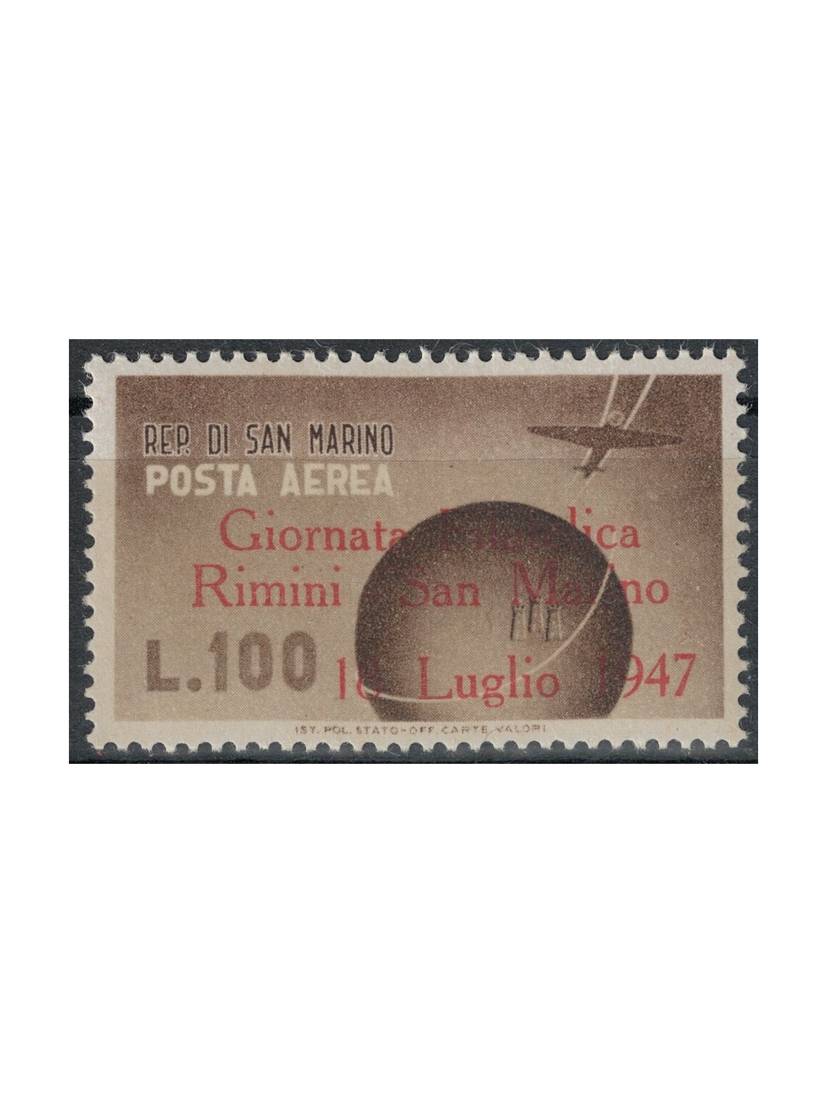 SAN MARINO 1947 Giornata Filatelica (posta aerea) MH*