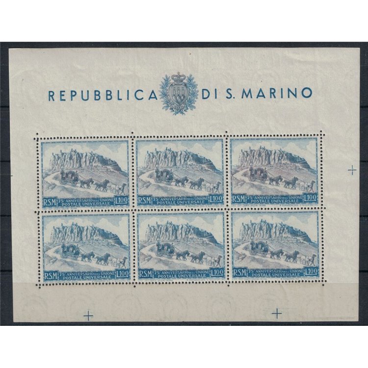 SAN MARINO 1949 Anniversary UPU £100 s/s MH*