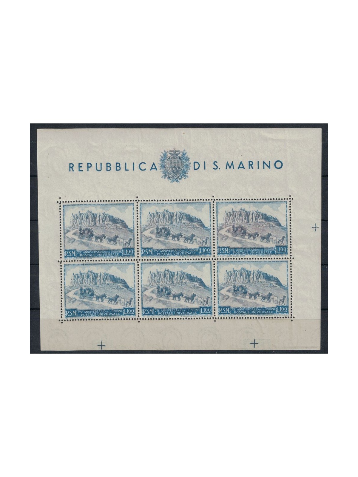 SAN MARINO 1949 Anniversario UPU £ 100 BF MH*