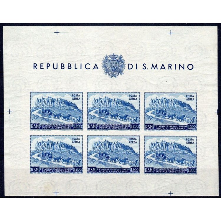 SAN MARINO 1951 Anniversary UPU (airmail) £200 s/s nd MH*