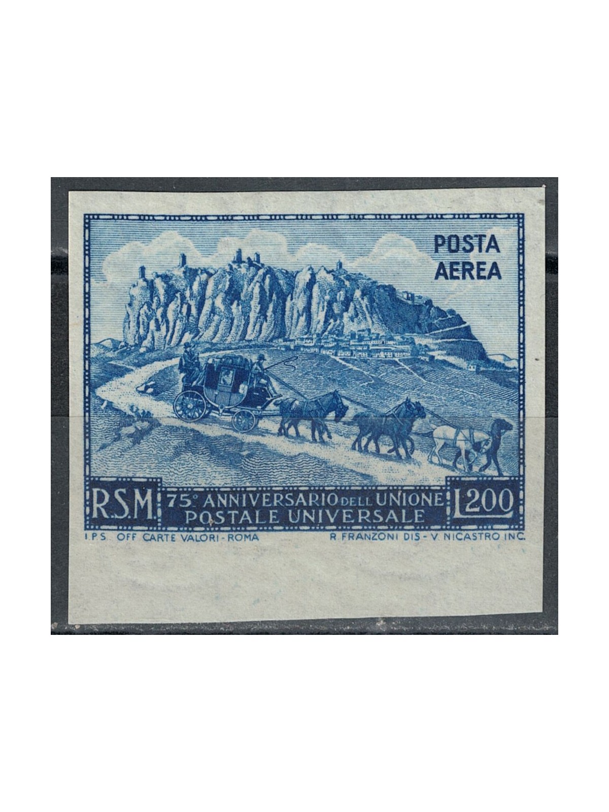 SAN MARINO 1951 Anniversario UPU (posta aerea) £ 200 nd MH*