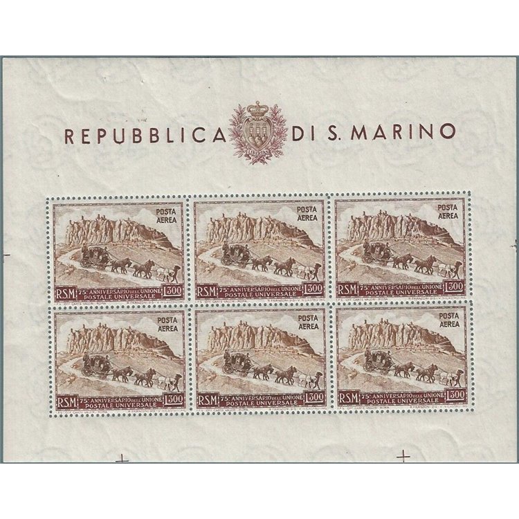SAN MARINO 1951 UPU Anniversary (Airmail) £300 s/s MH*