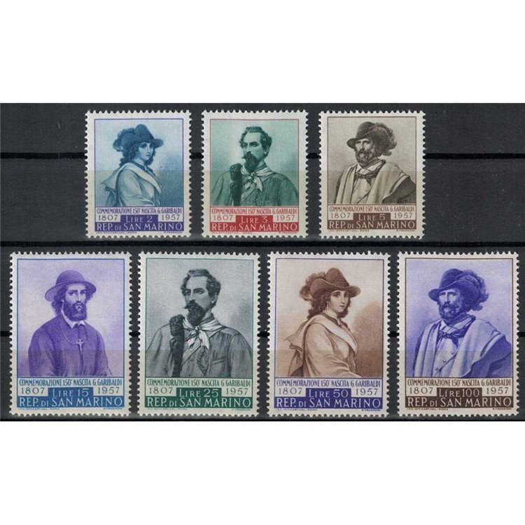 SAN MARINO 1957 Giuseppe Garibaldi 7v MH*