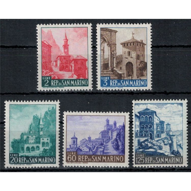 SAN MARINO 1957 Views of SAN MARINO 5v MH*