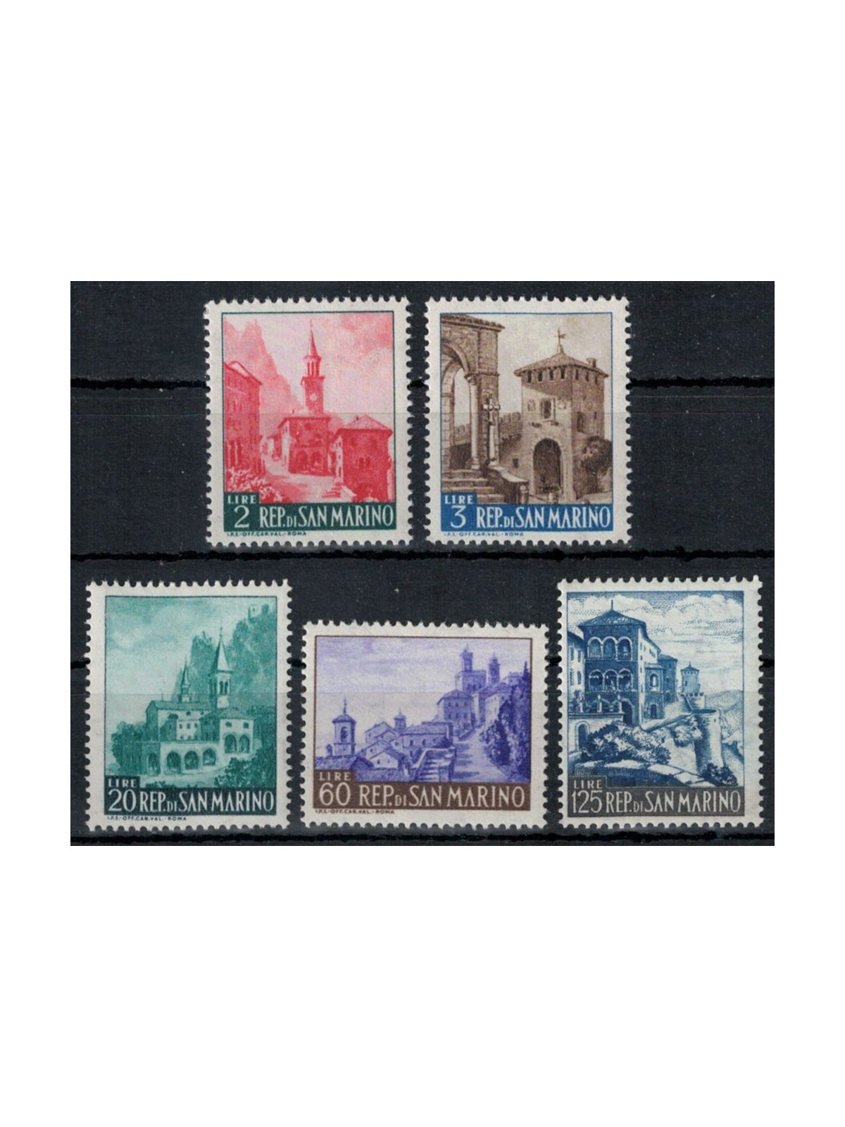 SAN MARINO 1957 Views of SAN MARINO 5v MH*