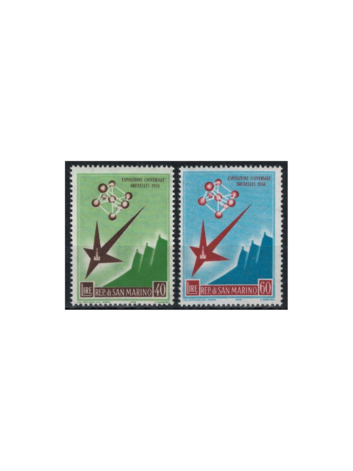 SAN MARINO 1958 Brussels Exhibition 2v MH*
