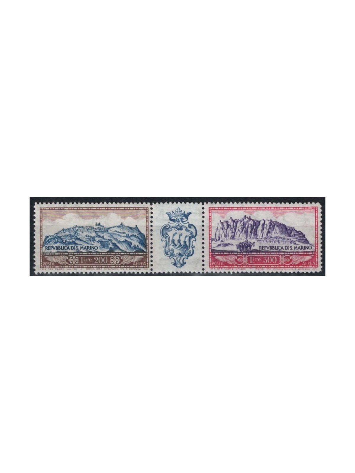 SAN MARINO 1958 Monte Titano (airmail) 2v MH*