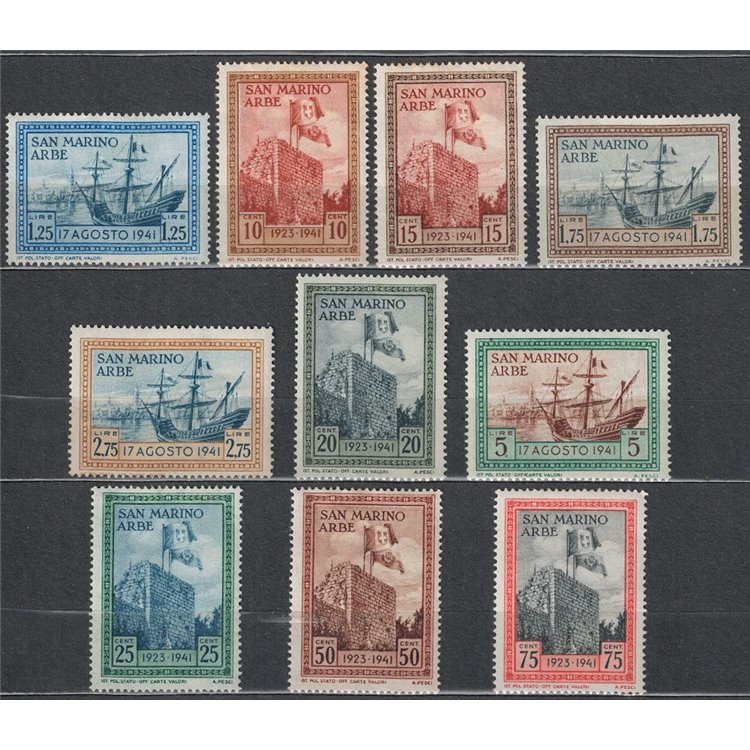 SAN MARINO 1942 Bandiera ad Arbe 10v MH*