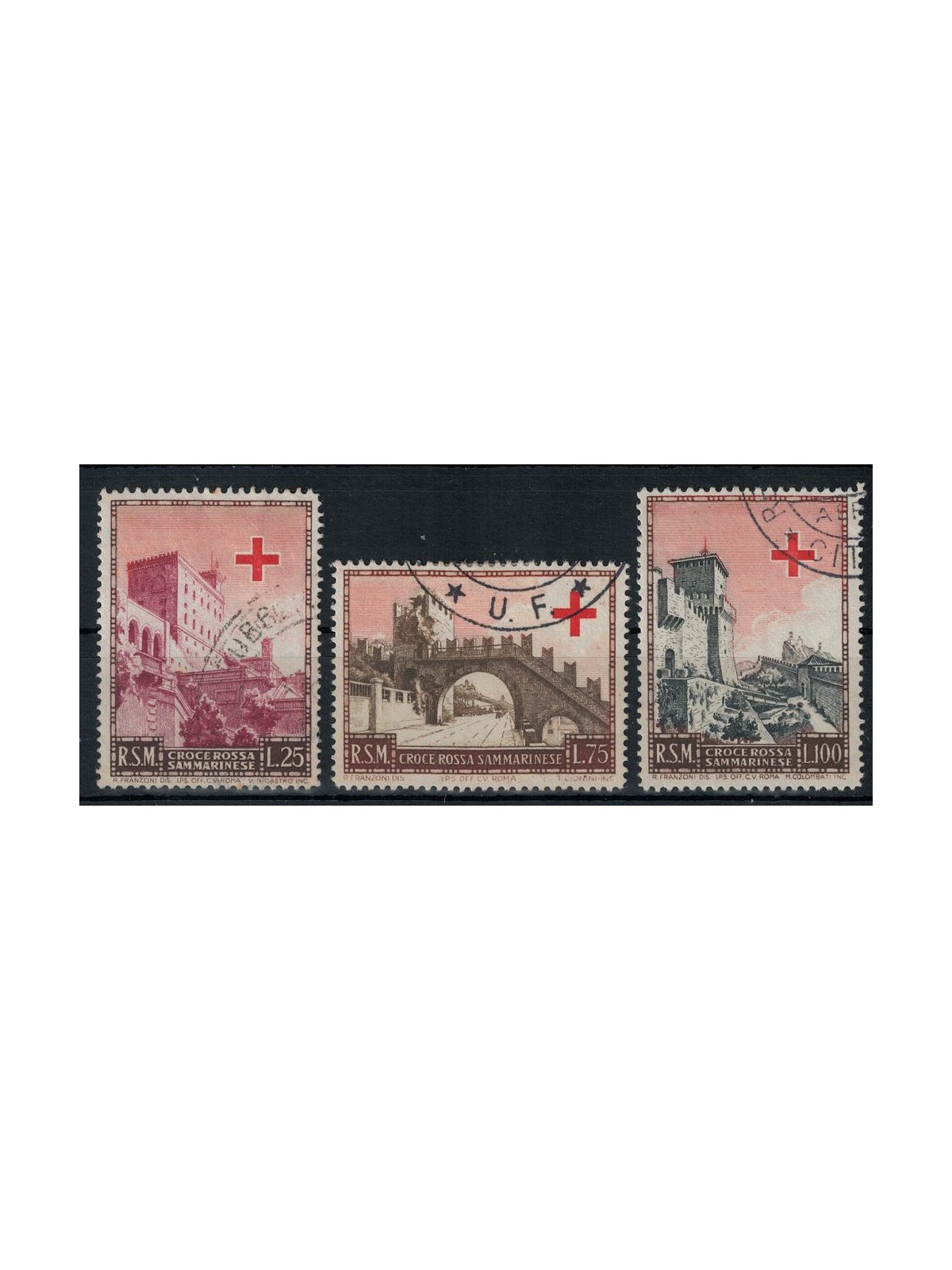 SAN MARINO 1951 Pro Red Cross 3v us