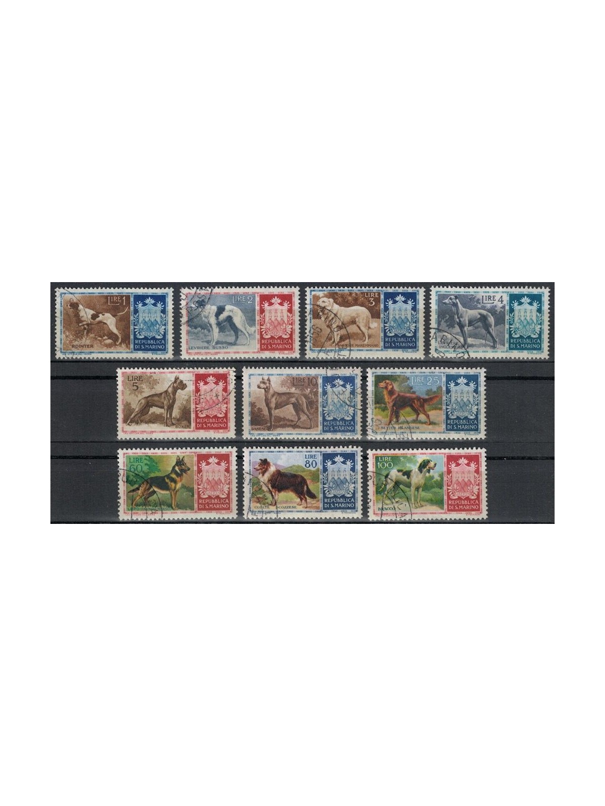 SAN MARINO 1956 Purebred Dogs 10v us