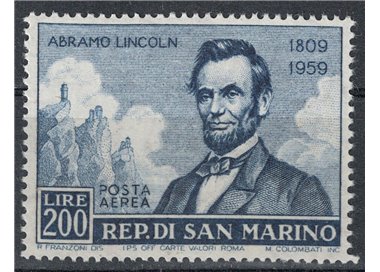 SAN MARINO 1959 Abramo Lincoln (posta aerea) MH*