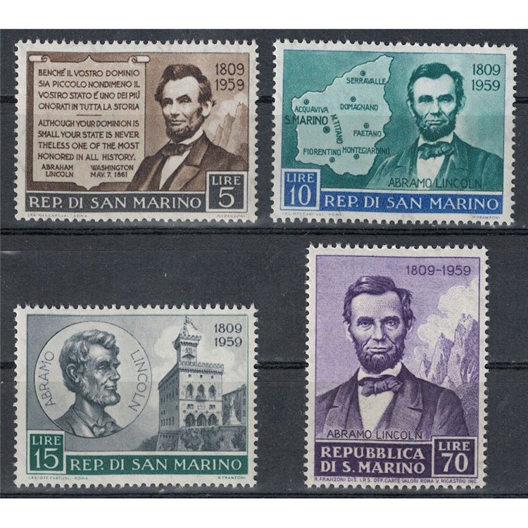 SAN MARINO 1959 Abraham Lincoln 4v MH*