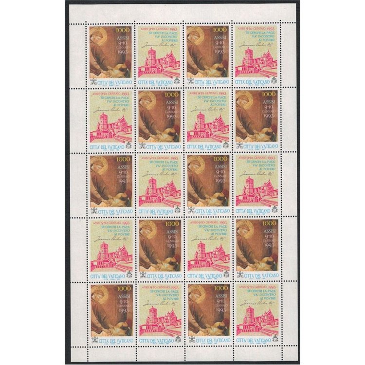 VATICAN 1993 Prayer Meeting m/s MNH**