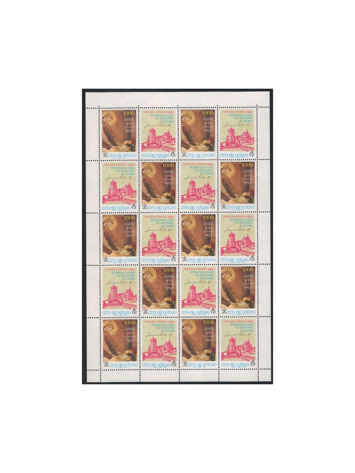 VATICAN 1993 Prayer Meeting m/s MNH**