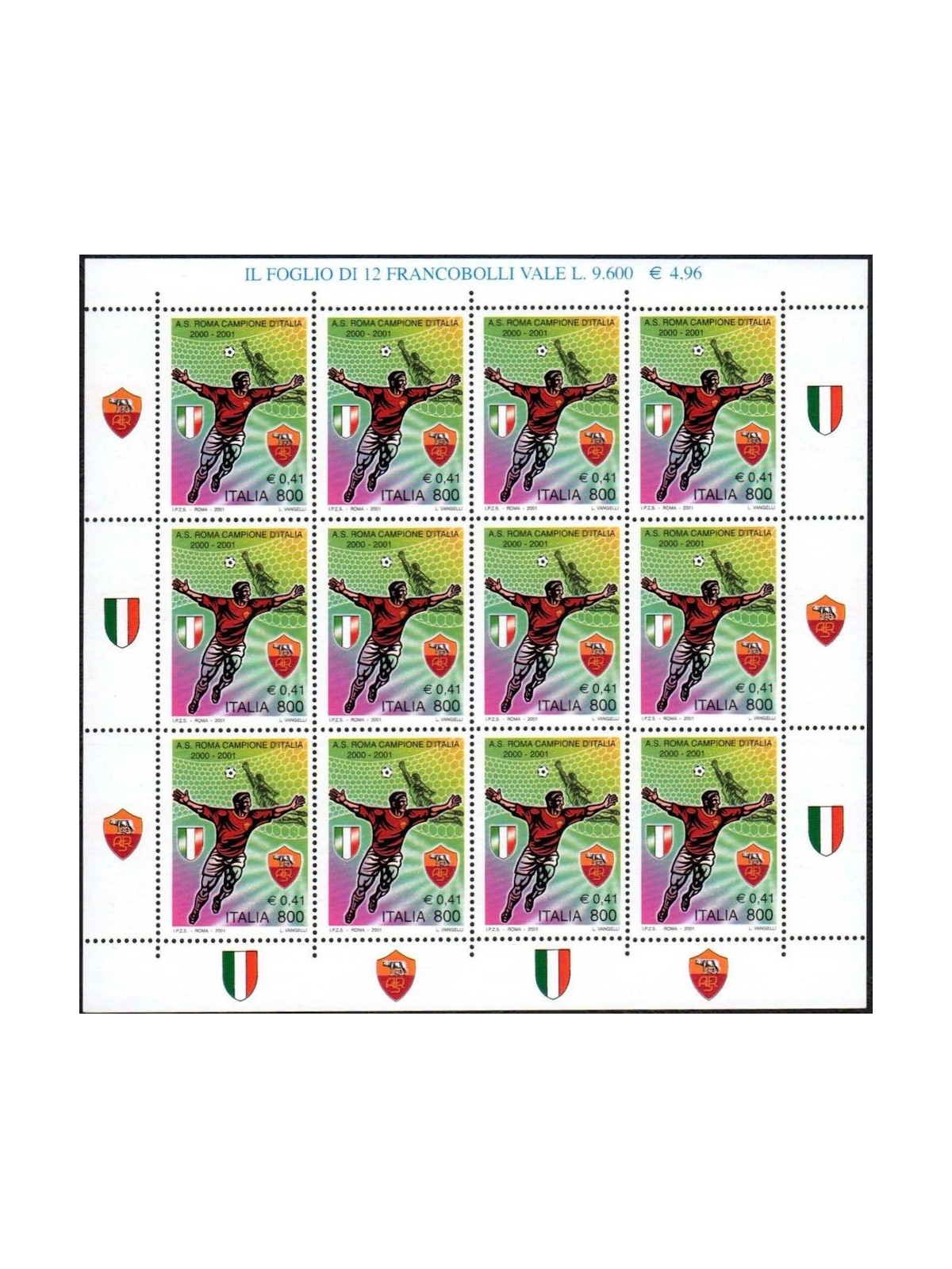 ITALIA 2001 Roma campione MF MNH**
