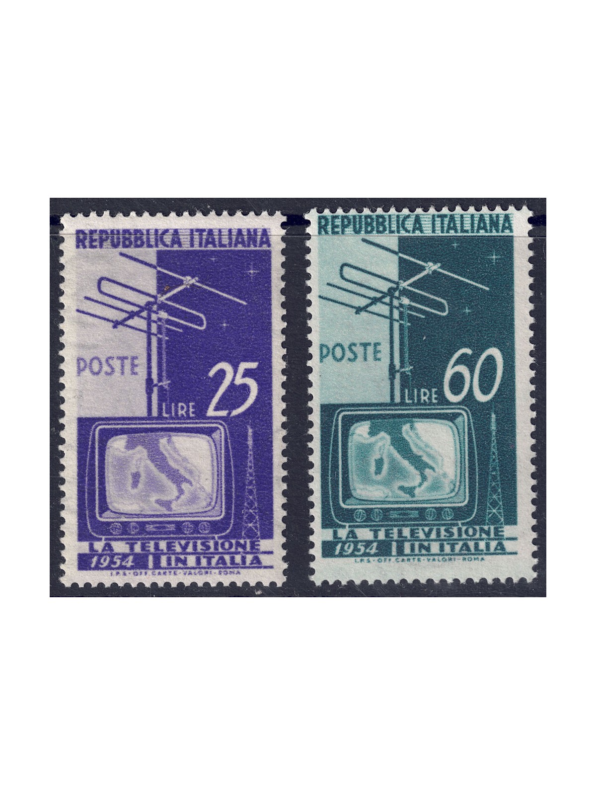 ITALIA 1954 Televisione nazionale 2v MH*