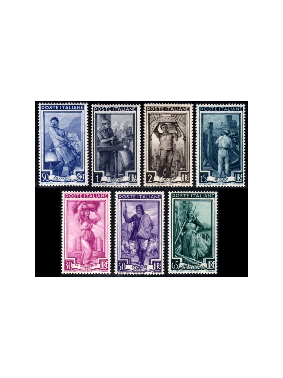 ITALY 1955 Italy at Work 7v MH*