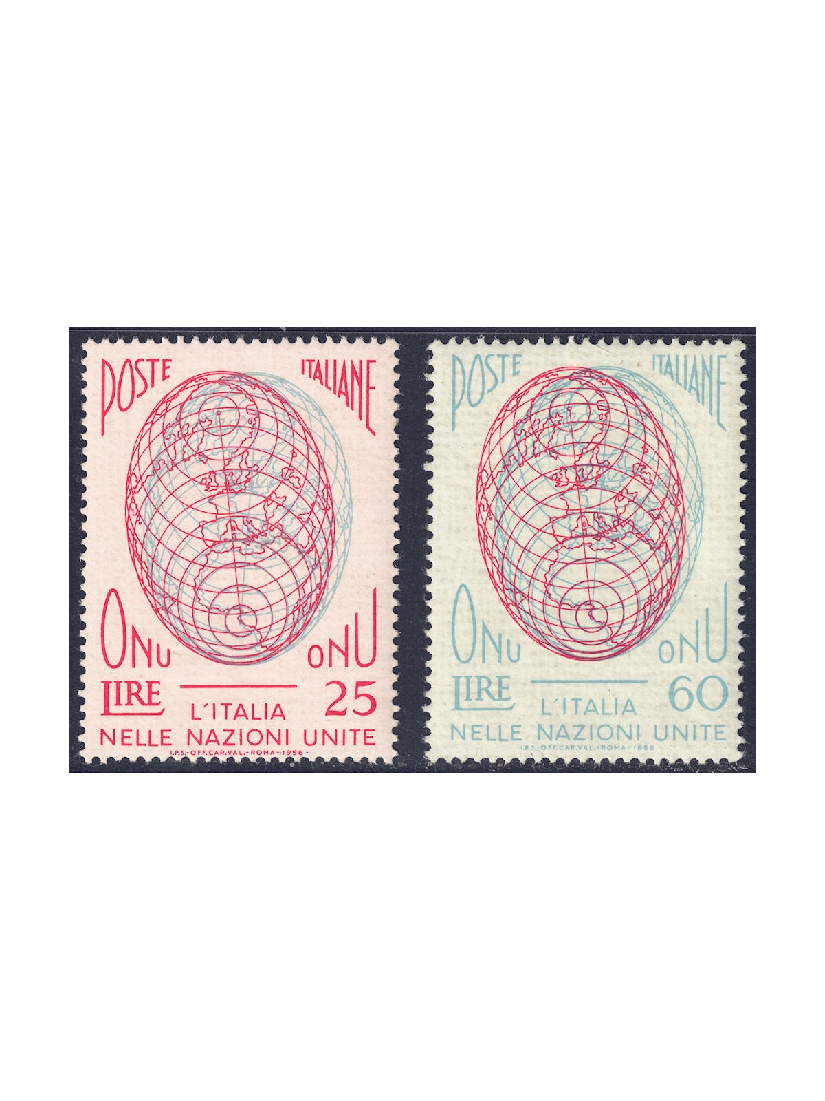 ITALY 1956 Italy's admission to the UN 2v MH*