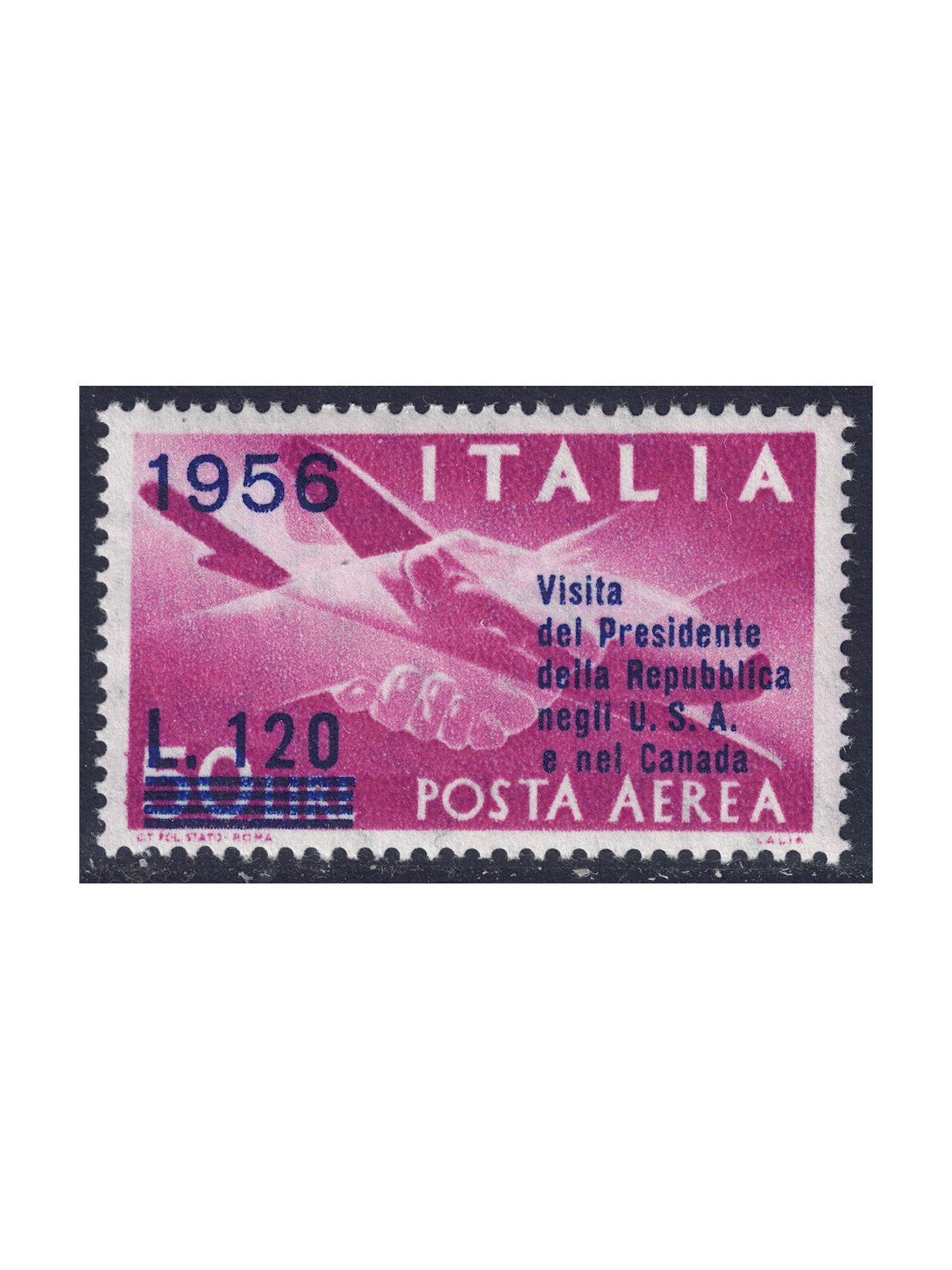 ITALY 1956 Visit of the President (airmail) MH*