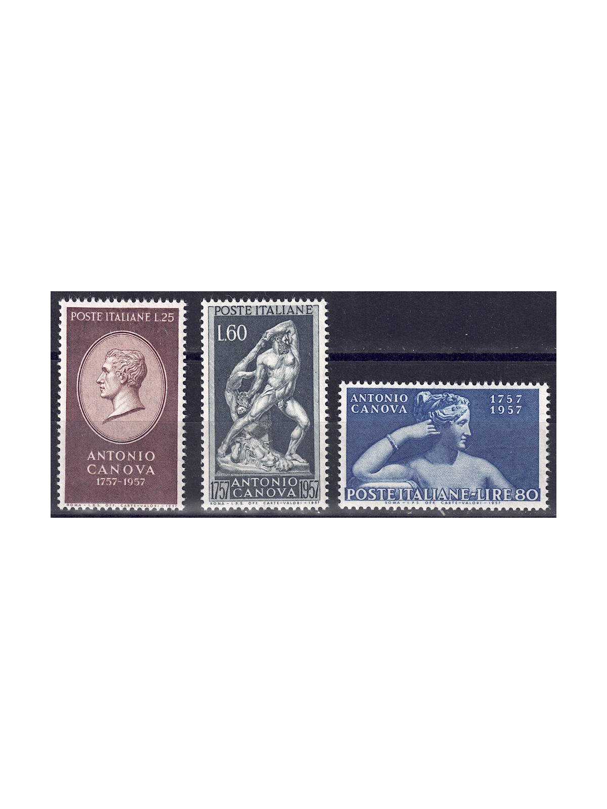 ITALIA 1957 Antonio Canova 3v MH*