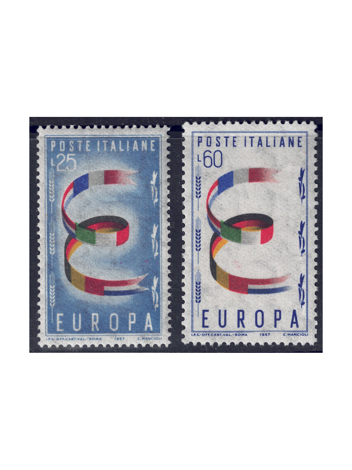 ITALY 1957 Europa 2v MH*