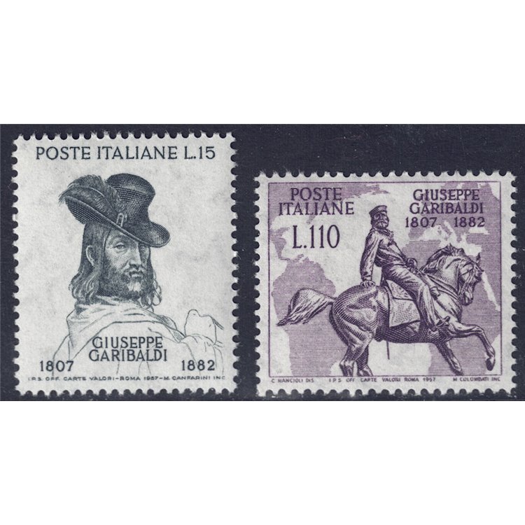 ITALY 1957 Giuseppe Garibaldi 2v MH*