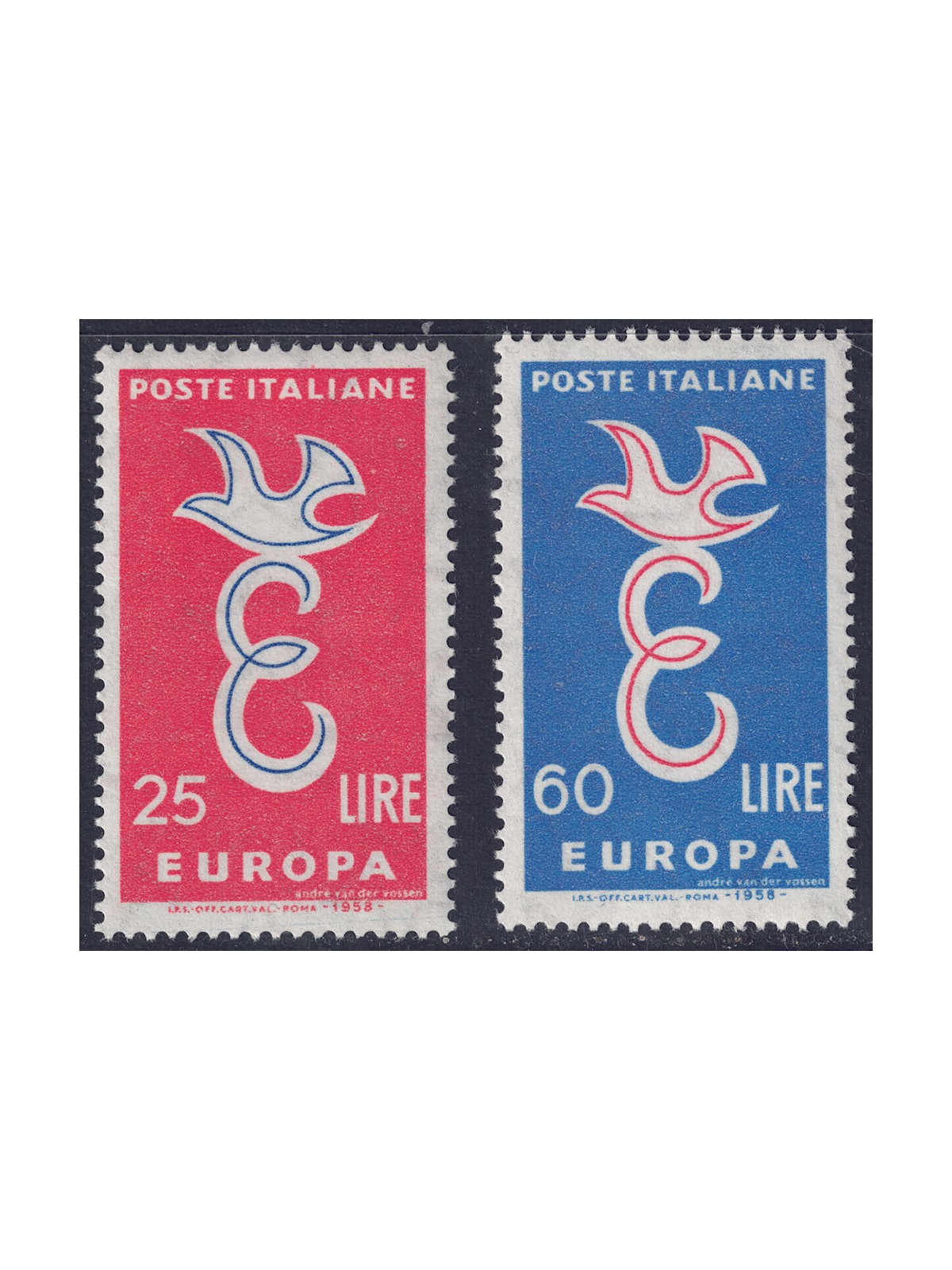 ITALY 1958 Europa 2v MH*
