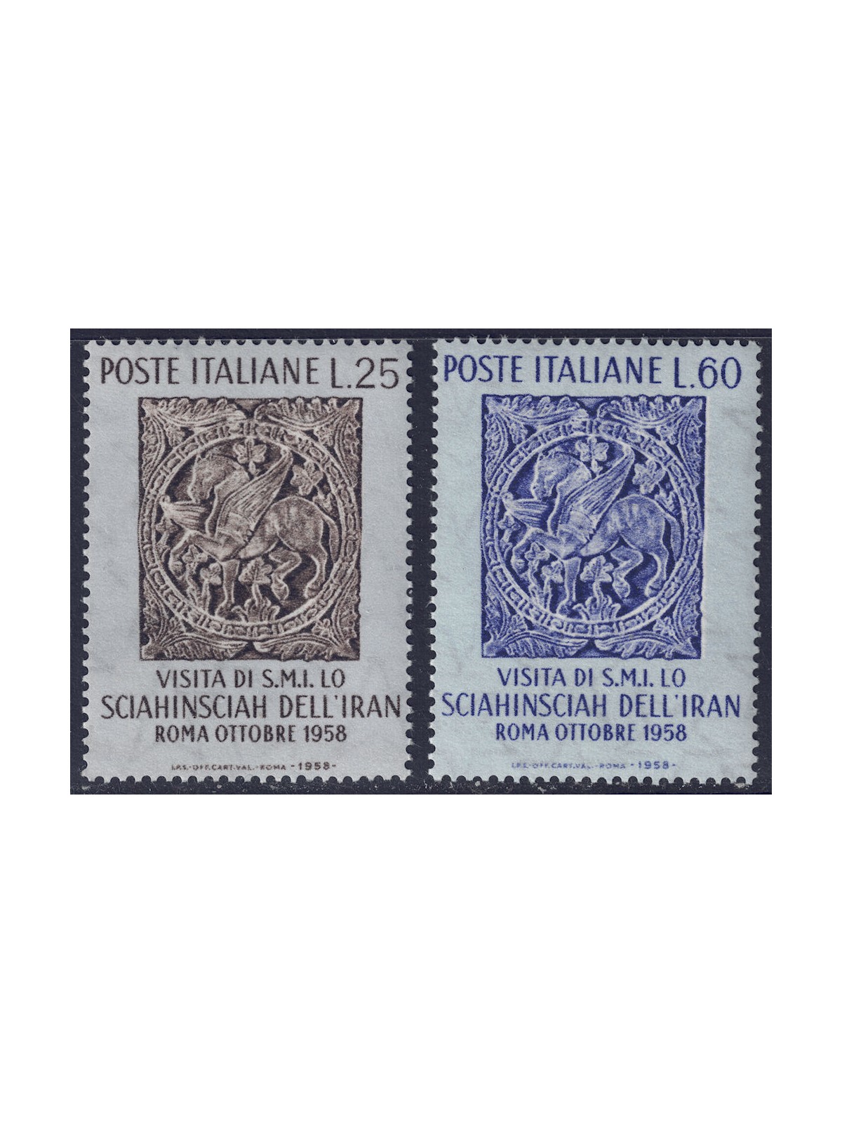 ITALY 1958 Shah of Iran 2v MH*