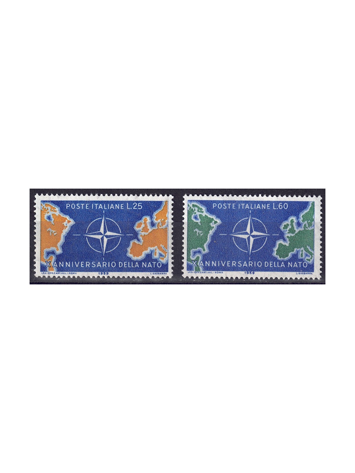 ITALY 1959 NATO Tenth Anniversary 2v MH*