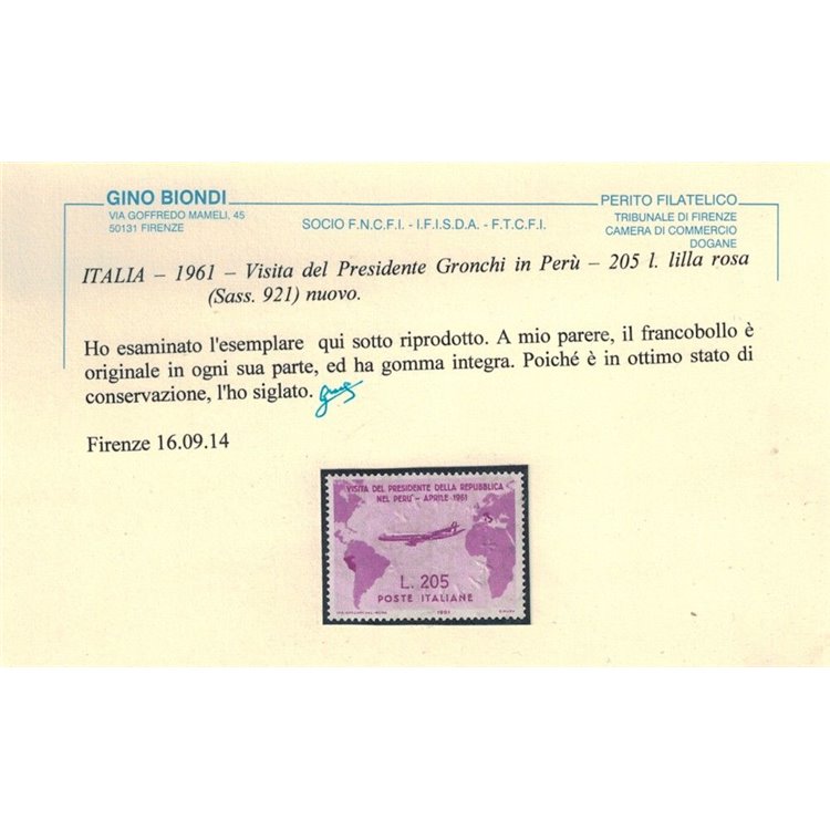 ITALIA 1961 Gronchi rosa MH*