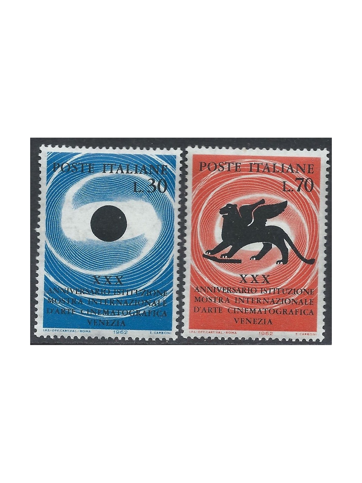 ITALIA 1962 Mostra d'Arte Cinematografica 2v MH*