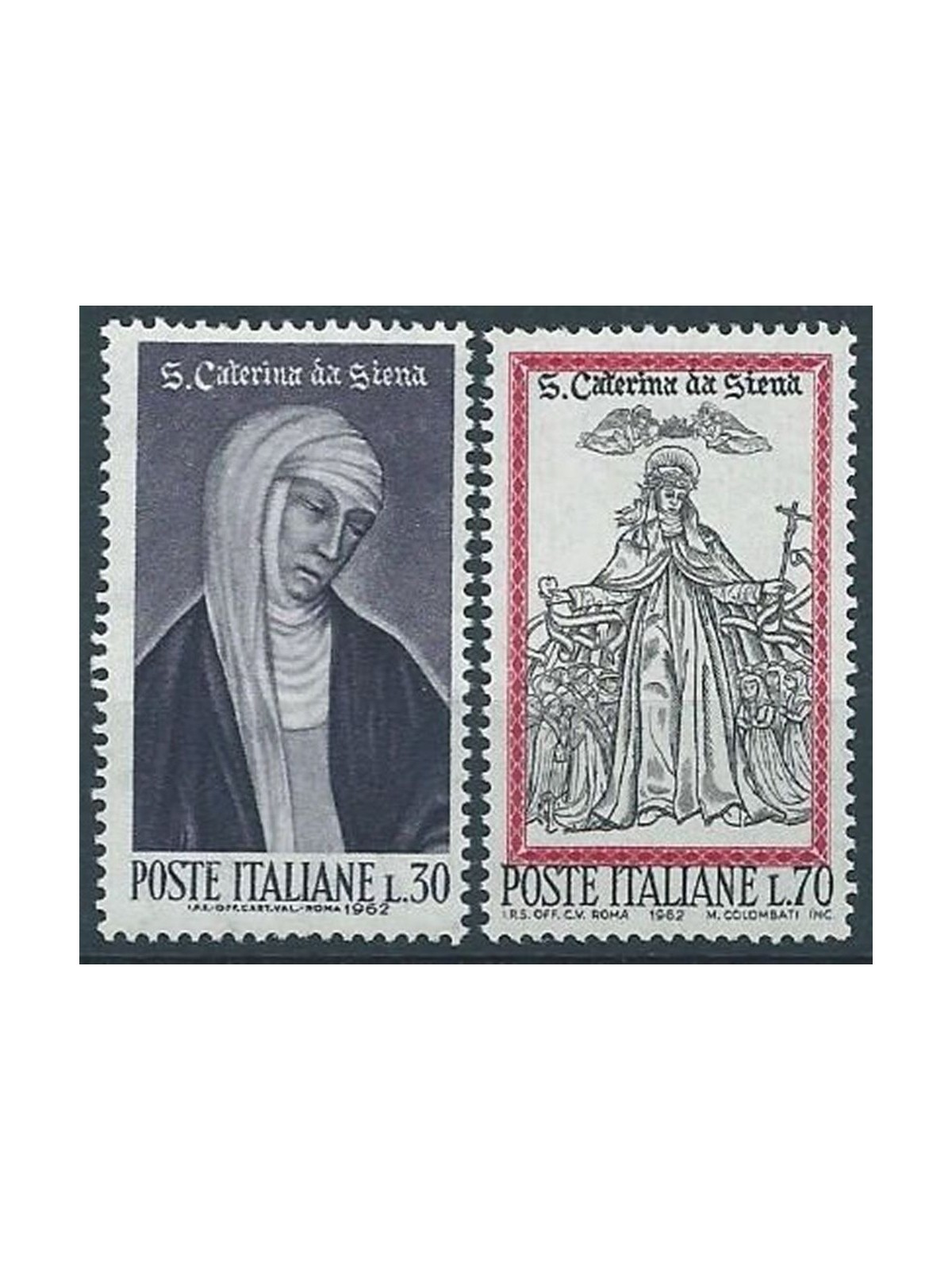 ITALIA 1962 Santa Caterina da Siena 2v MH*