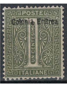 ERITREA 1893 1c verde oliva MNH**