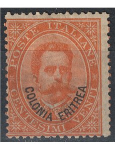ERITREA 1893 20c orange MNH**