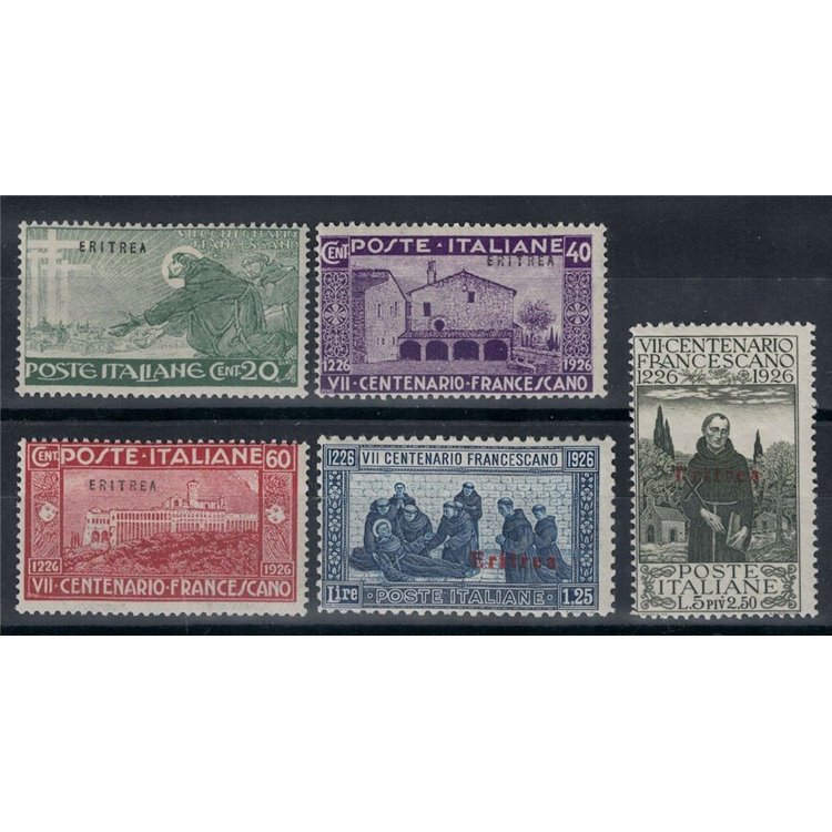 ERITREA 1926 San Francesco 5v MNH**