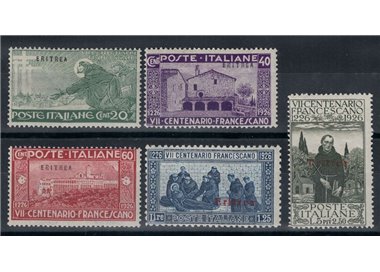 ERITREA 1926 San Francesco 5v MNH**