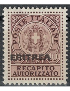 ERITREA 1939 Authorized delivery MNH**