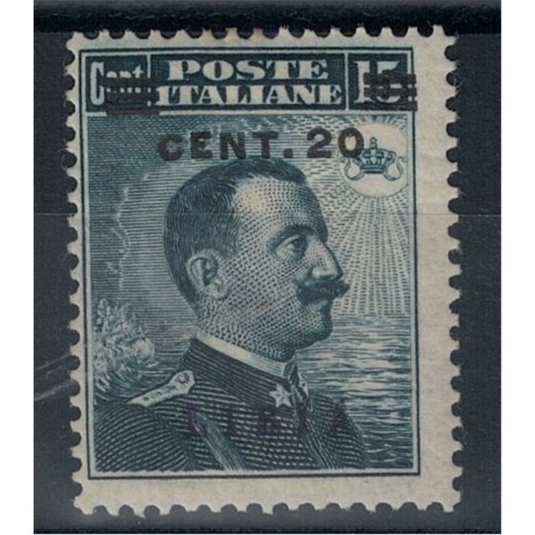 LIBIA 1916 20c su 15c grigio nero (soprast. azzurra) MNH**