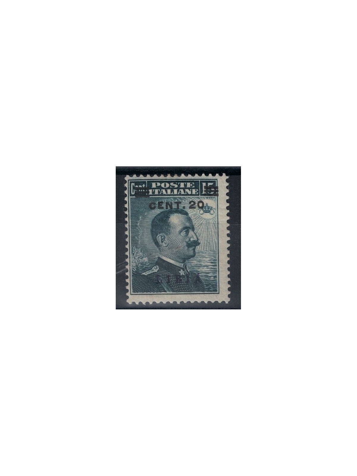 LIBYA 1916 20c on 15c grey black (blue overlay) MNH**