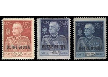 BEYOND GIUBA 1925-26 Jubilee of the King imperforate 13¼ 3v MNH**