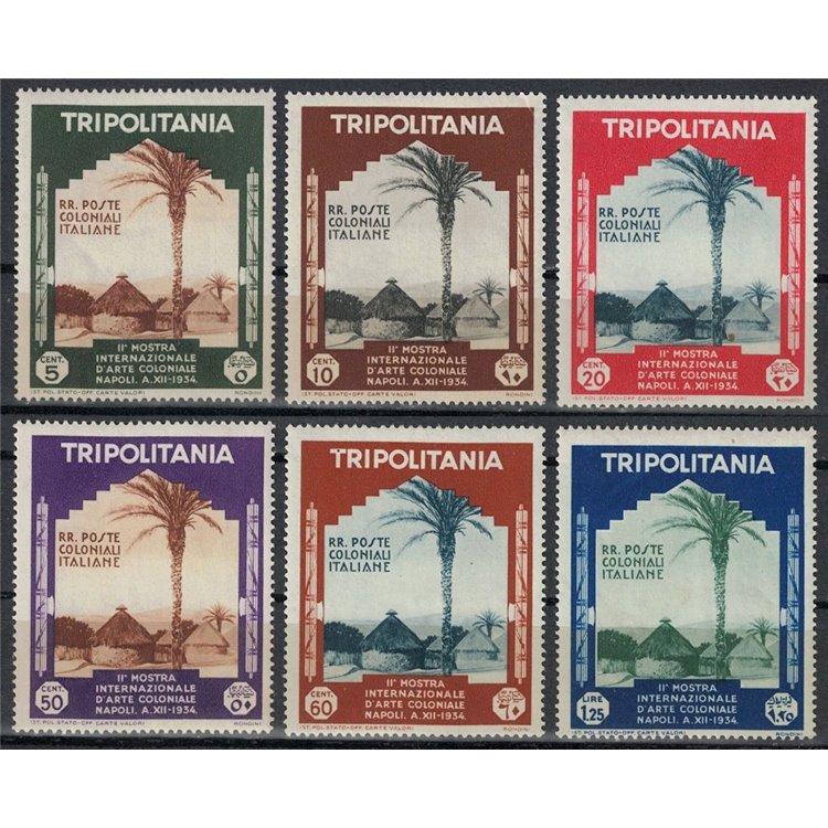 TRIPOLITANIA 1934 Colonial Art Exhibition 6v MNH**