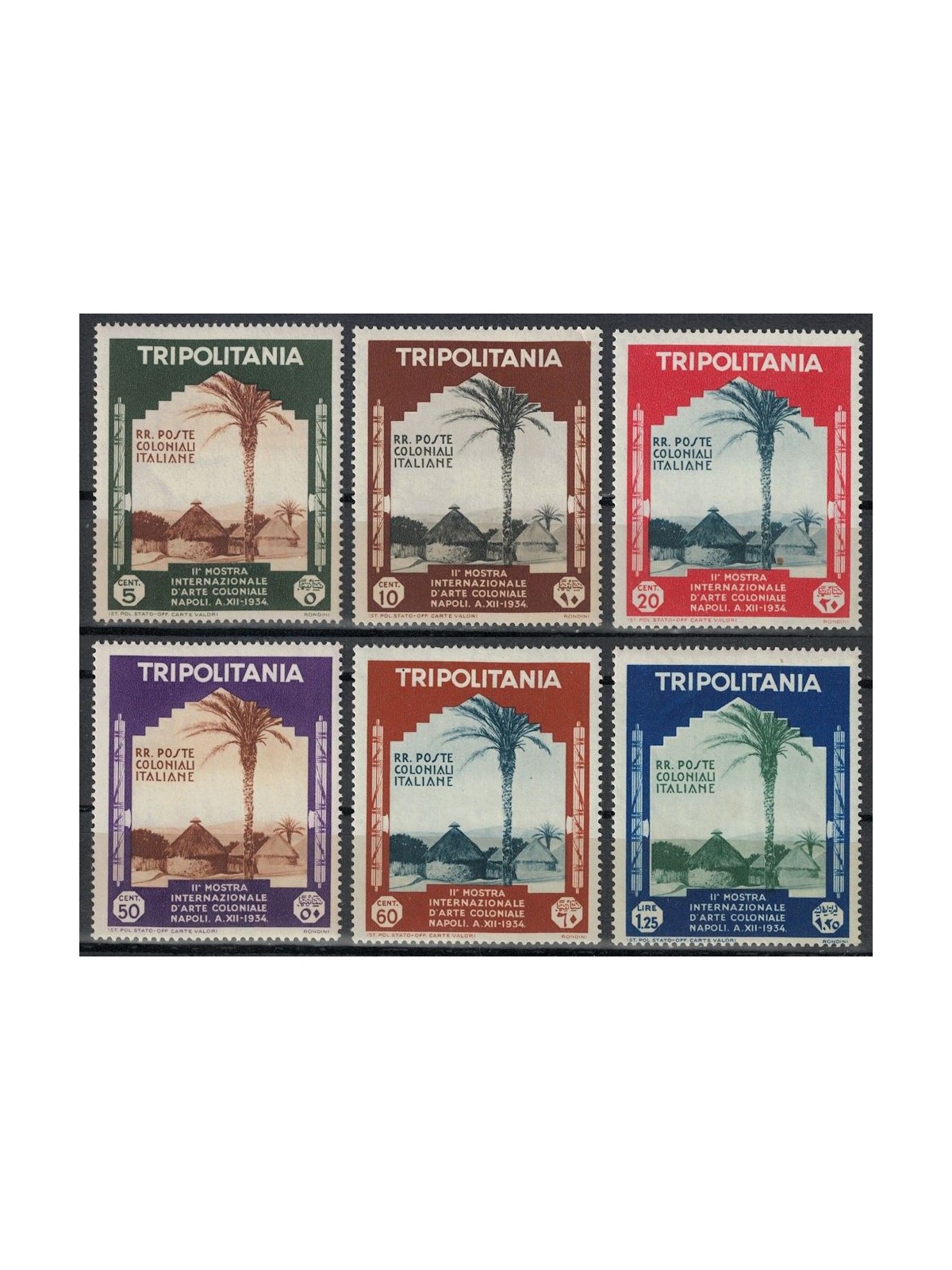 TRIPOLITANIA 1934 Colonial Art Exhibition 6v MNH**