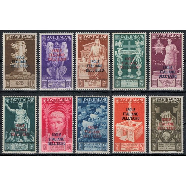 AEGEAN 1938 Augustus 10v MNH**