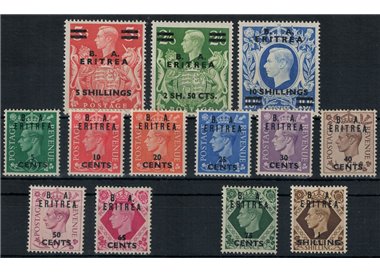 ERITREA (OCC. INGLESE) 1950 Soprastampati B.A. 13v MNH**