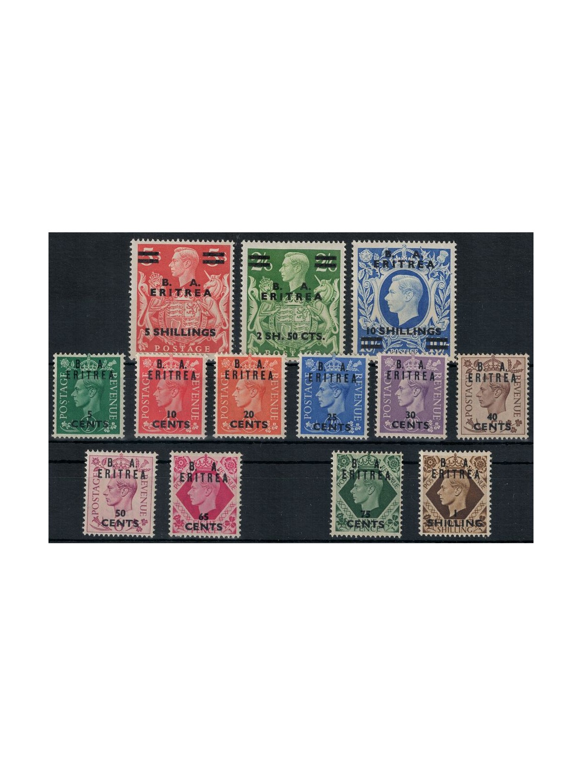 ERITREA (OCC. INGLESE) 1950 Soprastampati B.A. 13v MNH**