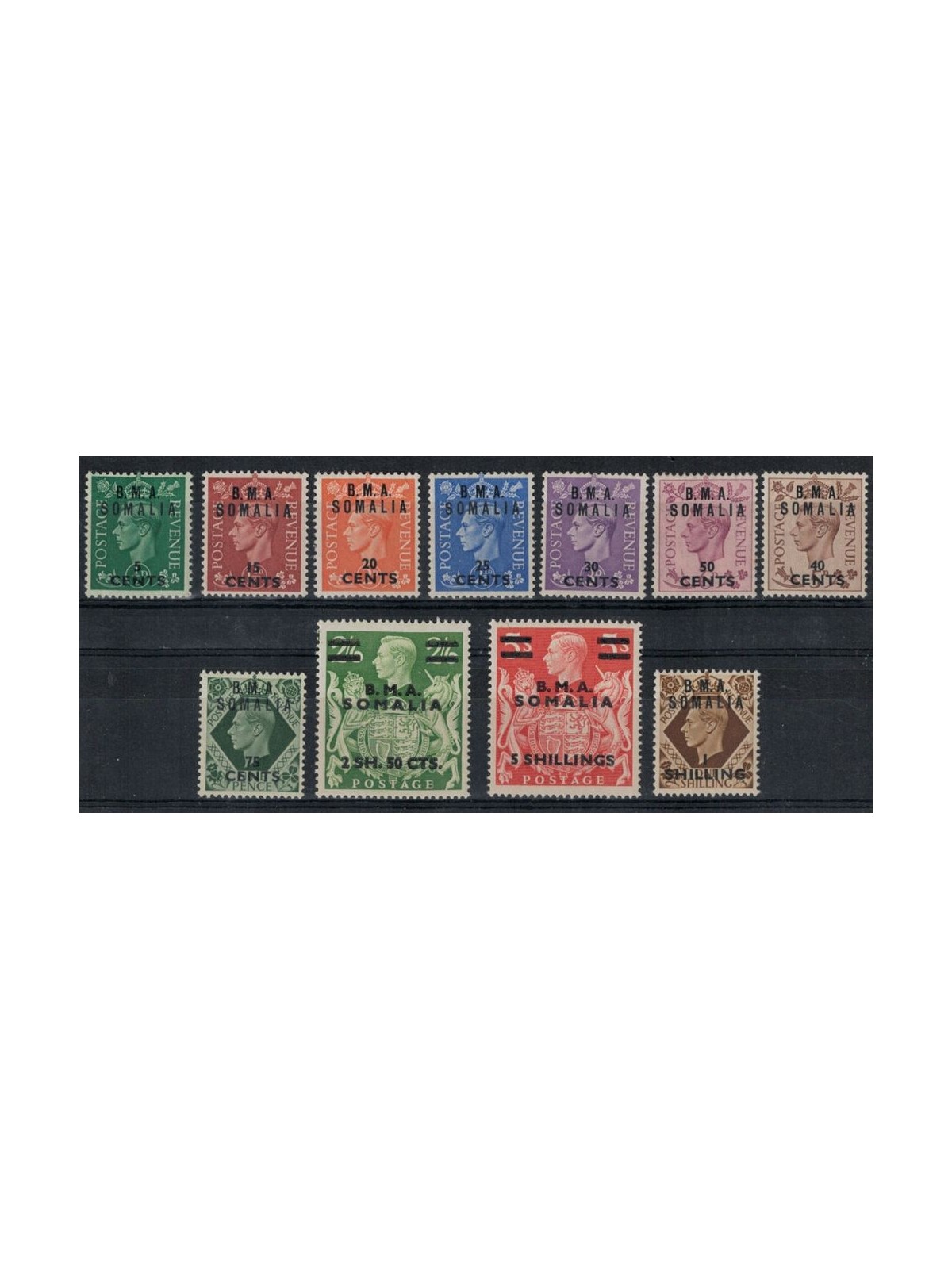 SOMALIA (OCC. INGLESE) 1948 Soprastampati B.M.A. 11v MNH**