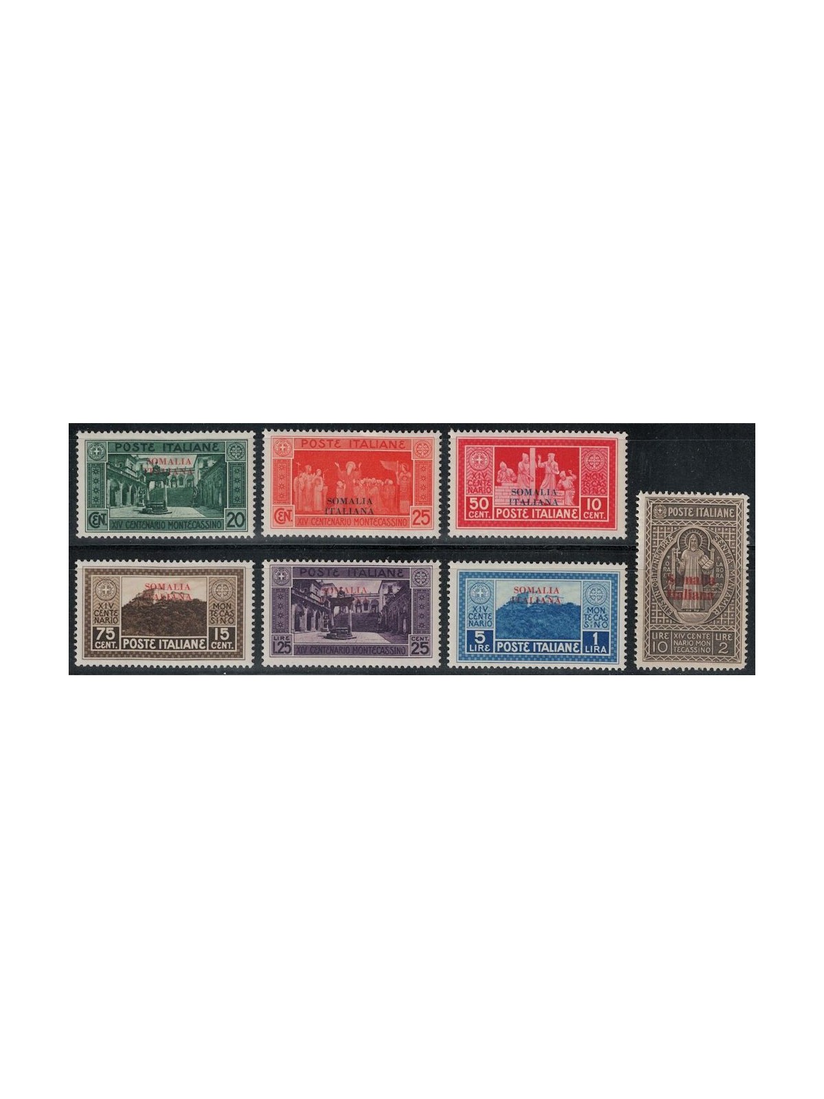 SOMALIA ITALIANA 1929 Abbazia di Montecassino 7v MNH**