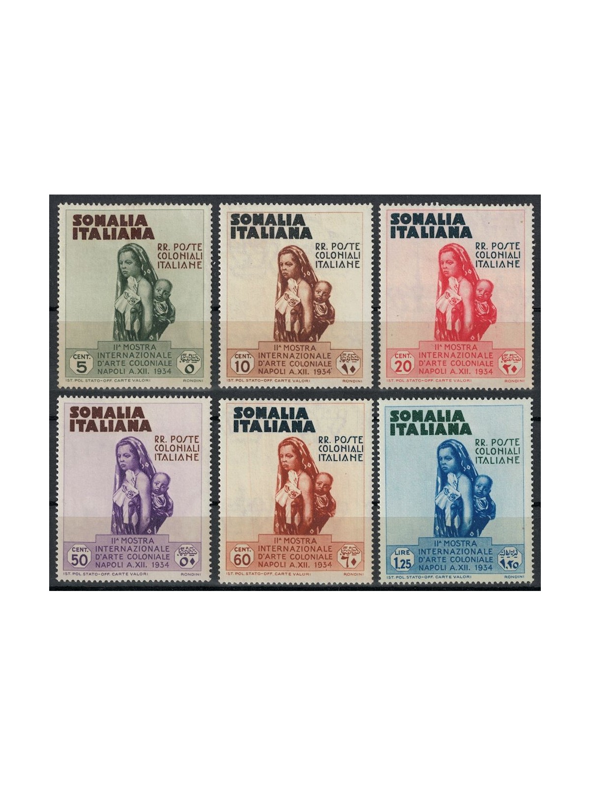 ITALIAN SOMALIA 1934 Colonial Art Exhibition 6v MNH**