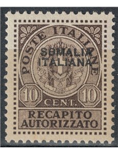 SOMALIA ITALIANA 1939 Recapito autorizzato MNH**